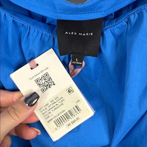 Alex Marie x Brrr° Gemma Square Neck Puff Sleeve Blouse Women's Large - Picture 3 of 6